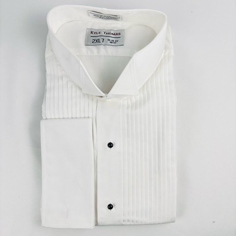 New Kyle Thomas White Formal Dress Shirt 2XL7 Neck 18/18.5 Long Sleeve 36-37